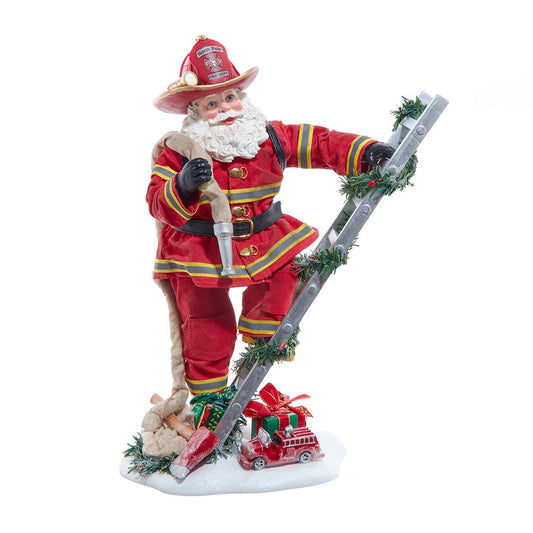 11.5" Fabriché™ Fireman Santa with Ladder | Kurt Adler