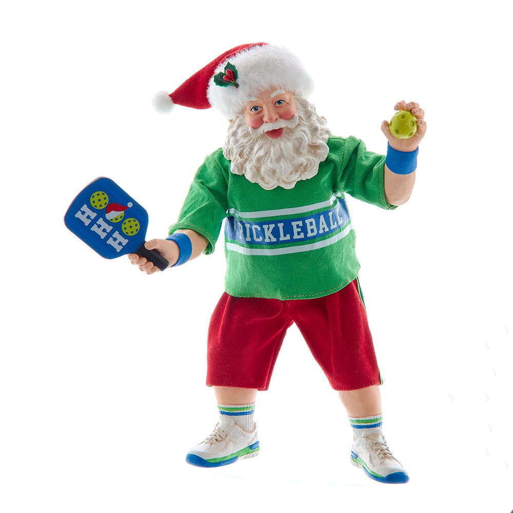 Kurt Adler 10-inch Fabrich‚? Santa Playing Pickleball