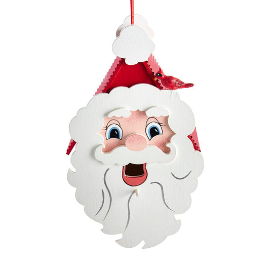 9-Inch Wooden Santa Head Birdhouse Ornament