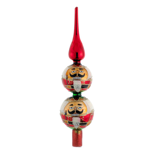 Kurt Adler Glass Nutcracker Treetop, 13-Inch