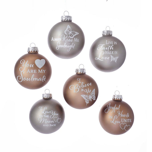80MM Country Home Sentiment Glass Ball Ornaments, 6-Piece Box Set