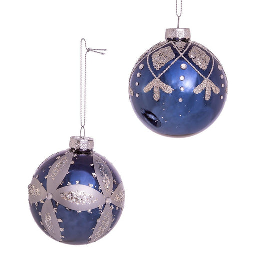 80MM Navy Blue Glass Ball Ornaments, 6-Piece Set
