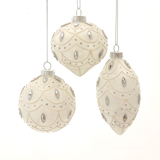 Kurt S. Adler GG0983 Ornament Set, White