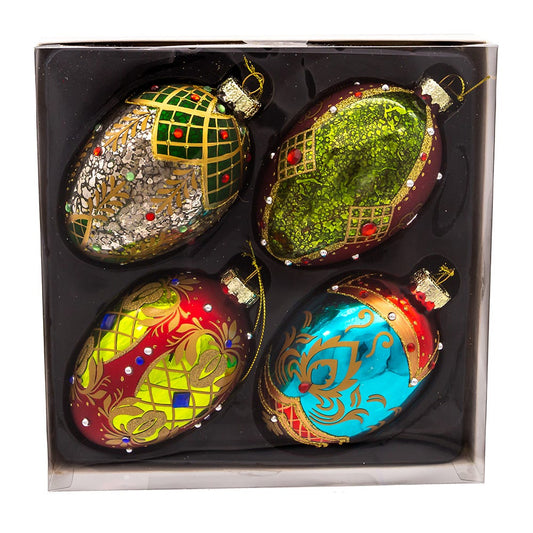 Glass Egg Ornaments, 4 Piece Set
