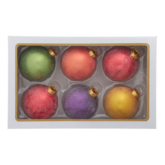 Kurt Adler 80MM Glass Sugar Frosted Solid Color Ball Ornaments
