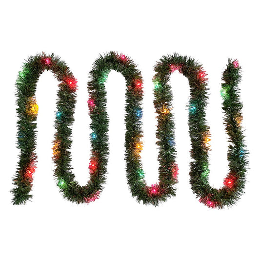 18' Pre-Lit Green Garland, 50 Multi-Color Incandescent Lights | Kurt Adler