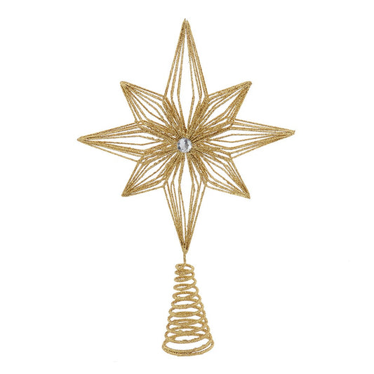 Kurt Adler 12-inch Unlit Gold Glittered 6-Point Star Treetop