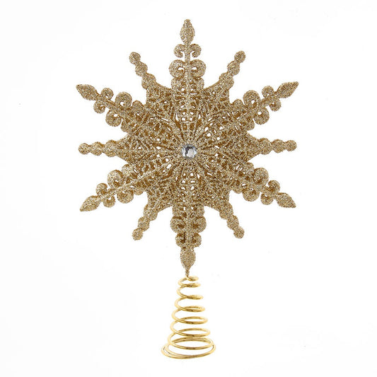 Kurt S. Adler Champagne Gold Star Tree Toppers, 8-Inches