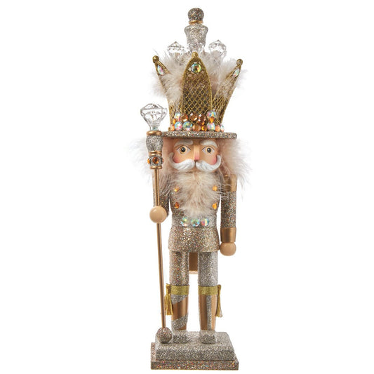 16-Inch Hollywood Platinum and Gold Glitter King Nutcracker