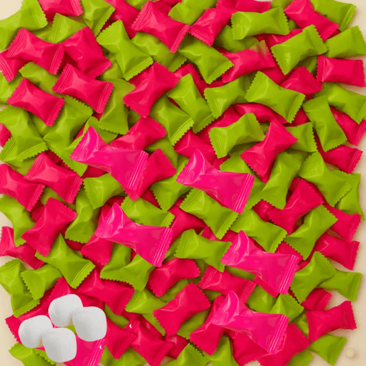 Hibiscus Buttermints 216ct – Hawaii Candy for Hawaiian Party, Beach Themed Candy Buffet, Moana Party Favors, Tropical Aloha Mints, Buttermints Individually Wrapped in Bulk (Mint Pink and Green Wrapper) - Birthday911