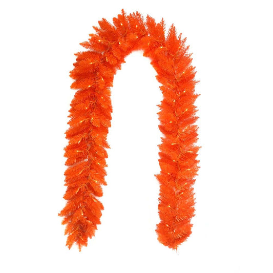 9' Pre-Lit Orange Garland with 50 Lights | Kurt Adler