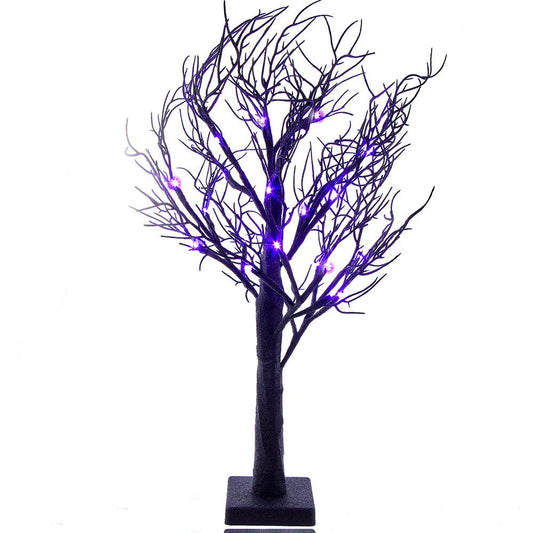 Kurt S. Adler Purple LED Black Glitter Tabletop Tree Table Piece, 2-Foot