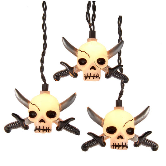 Kurt S. Adler 10 Skull with Silver Sword Light Set, 144-Inches