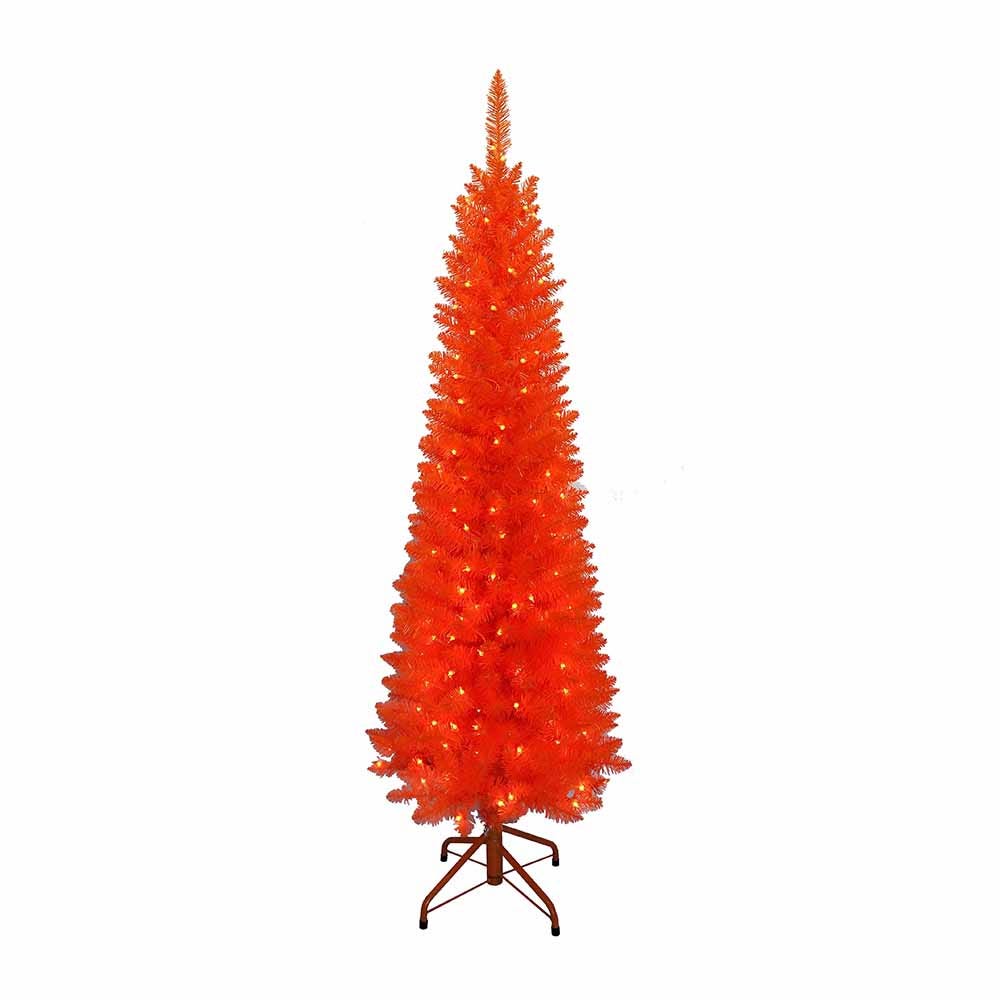 5' Pre-Lit Orange Slim Christmas Tree | Kurt Adler