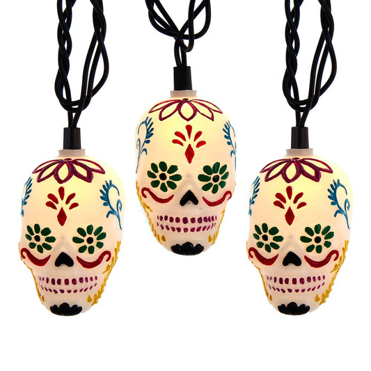Kurt Adler UL 10-Light Day of The Dead Skull Light Set