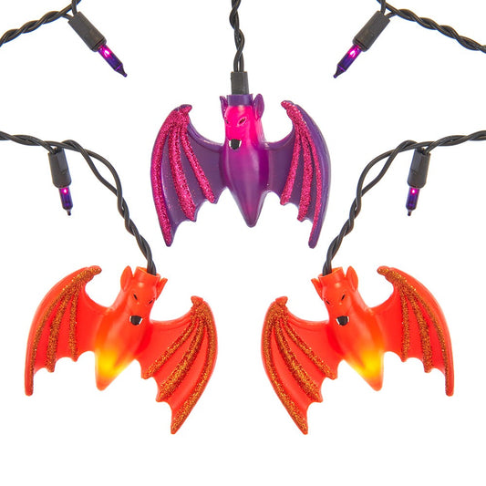 UL 25-Light Purple/Orange Bat Icicle Lights | Kurt Adler