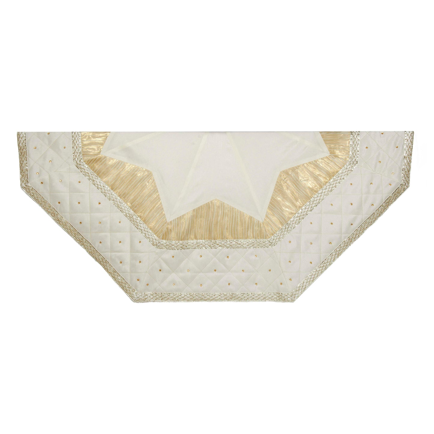 Kurt Adler Tree Skirt with Quilted Border, 52-Inch, Ivory