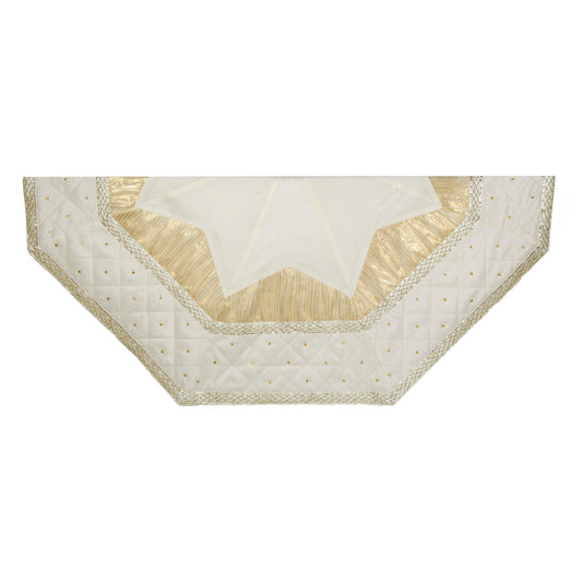 Kurt Adler Tree Skirt with Quilted Border, 52-Inch, Ivory