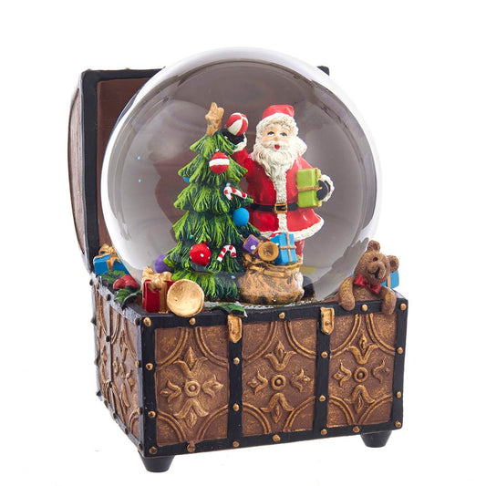 Kurt S. Adler J3259 100mm Wind-Up Musical Santa Water Globe in Treasure Chest