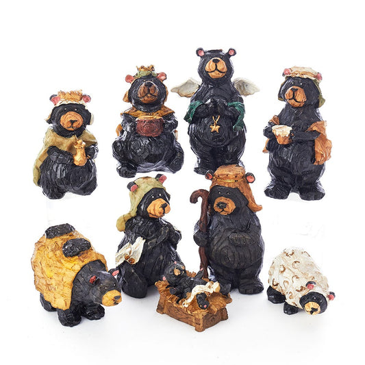 Kurt Adler Resin Bear, 4-Inch, Set of 9 Nativity Set