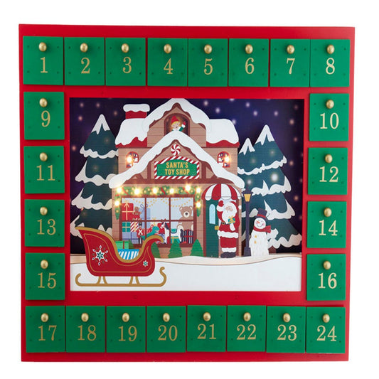14.3" Battery-Operated Santa Toy Shop Advent Calendar | Kurt Adler