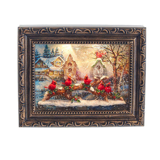Kurt S. Adler Battery-Operated Musical Cardinals Frame Water Globes, 7.75-Inches, Multi-Colored