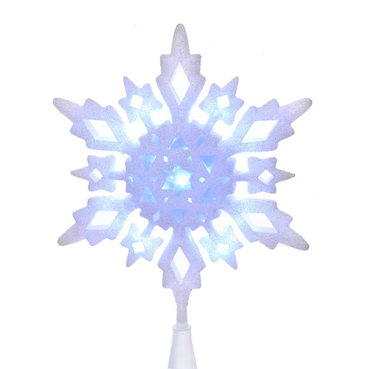 Kurt Adler 10 inches Cool White LED Glitter Snowflake Treetop