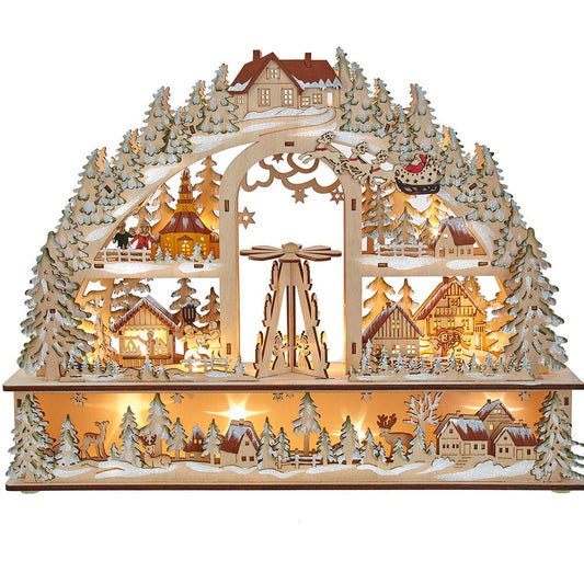 13.8" Battery-Operated Light-Up Christmas Village with Santa | Kurt Adler