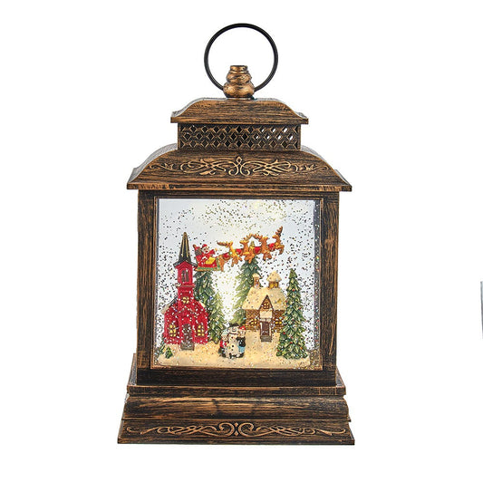 10.4-Inch Battery-Operated Light Up Santa Water Lantern with Projector