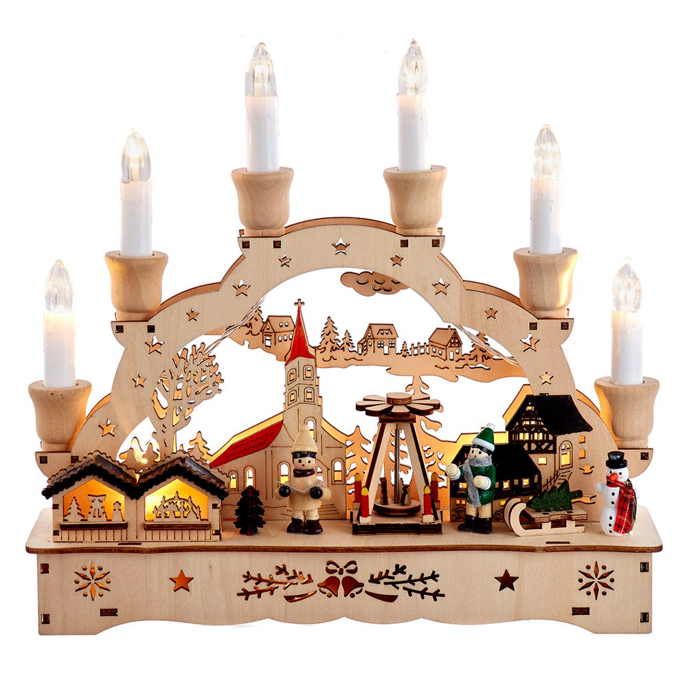 Kurt Adler 10.2 Inch Battery Operated LED Musical Christmas Village with Motion