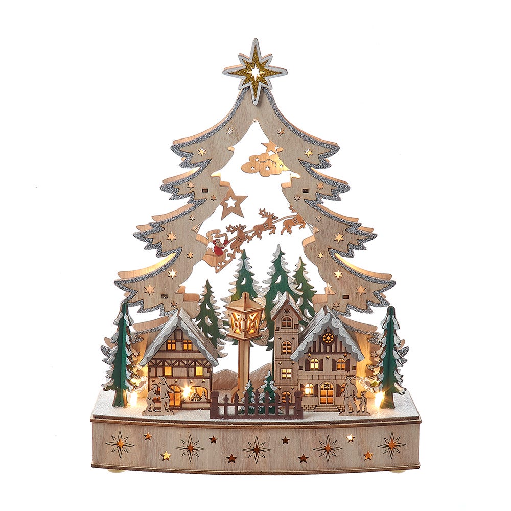 Kurt Adler 12.6-inch Battery Operated Lighted Christmas Tree Village