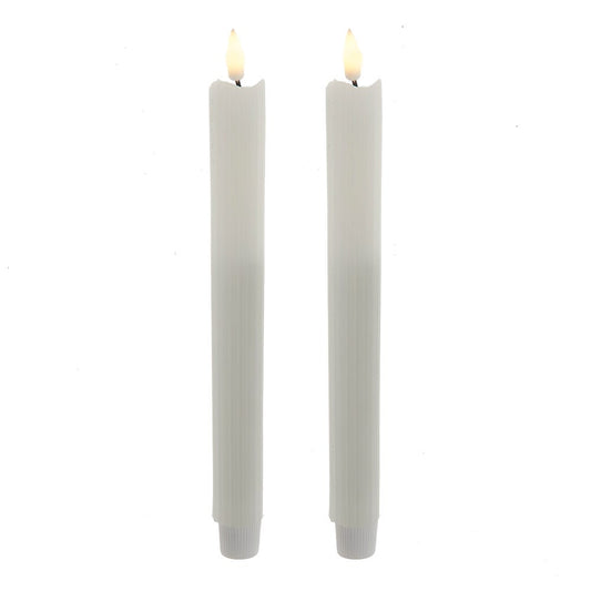 Kurt S. Adler Kurt Adler 9.7-inch Battery Operated LED Flicker Flame Ridged Taper Set Candle, White