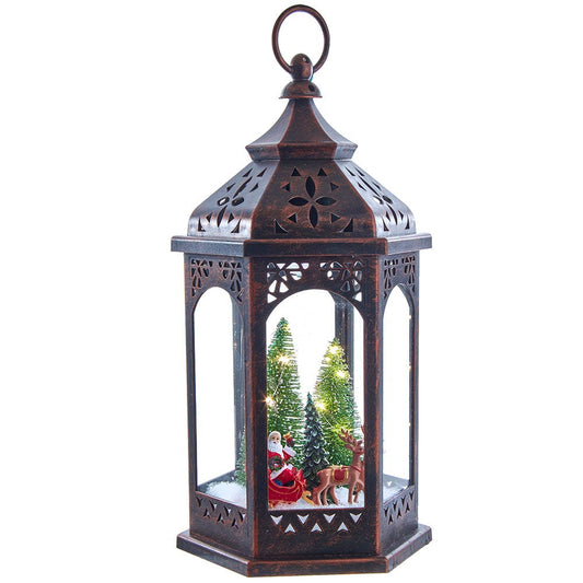 13" Battery-Operated Lighted Lantern with Santa | Kurt Adler