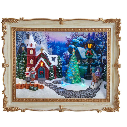 Kurt S. Adler 7.48-Inch Battery-Operated Light Up Musical Village Scene Frame