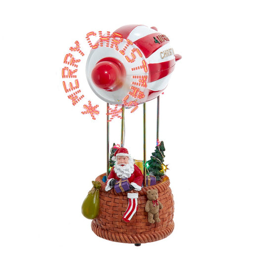 Kurt Adler 8-inch Battery Operated Musical Santa Hot Air Balloon Table Piece with Digital Propeller