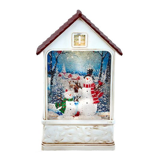 Kurt S. Adler Battery-Operated Lighted Snowman House Water Lantern, 9.2-Inch, Multi-Color