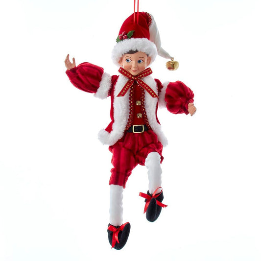 15-Inch Red and White Kringle Klaus Elf Ornament