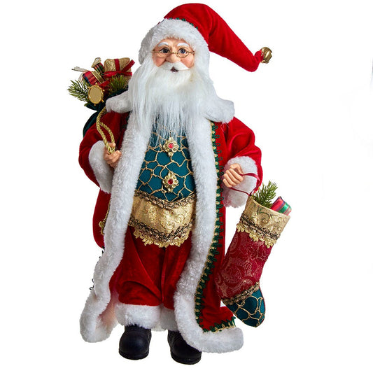 Kurt S. Adler Kringle Klaus Fancy Stocking Santa, 17-Inches, Multi-Colored