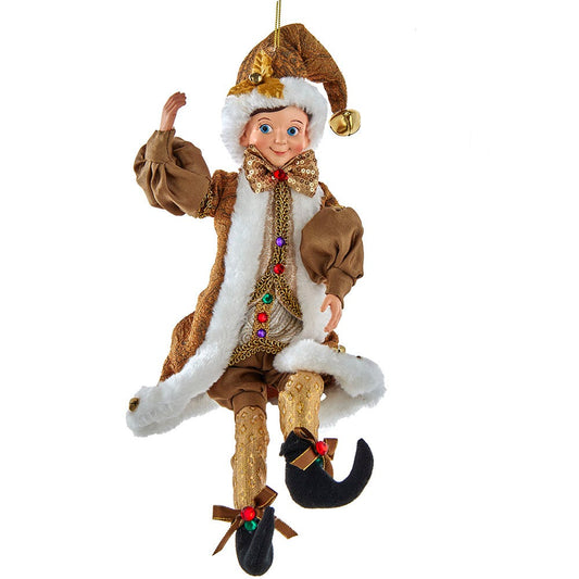 16-Inch Kringle Klaus Fortune Gold Elf Ornament