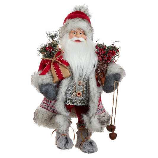 18" Red & White Santa with Gift Box & Bells | Kurt Adler