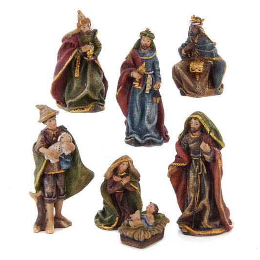 Kurt S. Adler Kurt Adler 3.5-Inch Resin, 7-Piece Nativity Set, Multi for Christmas