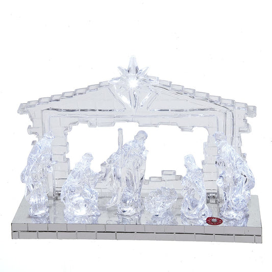 Kurt S. Adler 8.7-Inch Battery-Operated Light-Up Musical Clear Nativity Scene