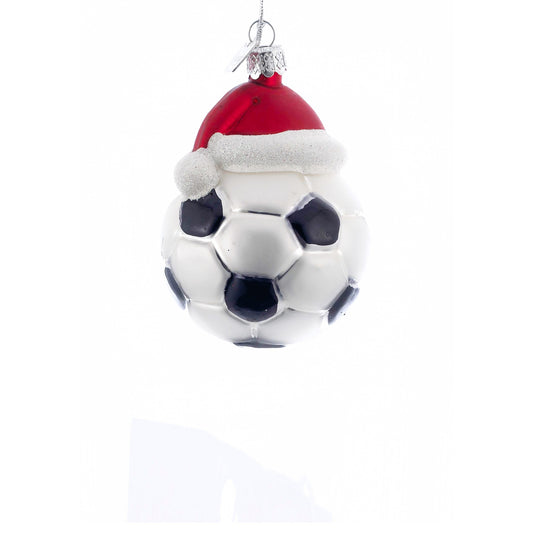 Kurt S. Adler Noble Gems Soccer Ball with Santa Hat Glass Ornament NB0285 for Christmas