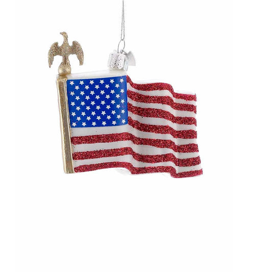 Kurt Adler USA Flag Americana Glass Ornament Noble Gem New Patriotic