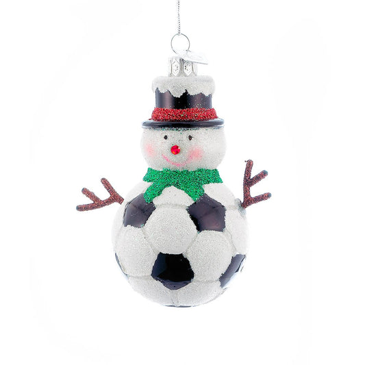 Kurt Adler Noble Gems Glass Soccer Snowman Ornament