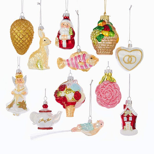 Kurt Adler 2.75"-4" Noble Gems Glass Wedding Ornament Set of 12