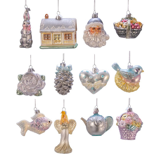 Kurt S. Adler 3 to 4.375-Inch Glass Bridal Ornament Set, 12 Piece Set