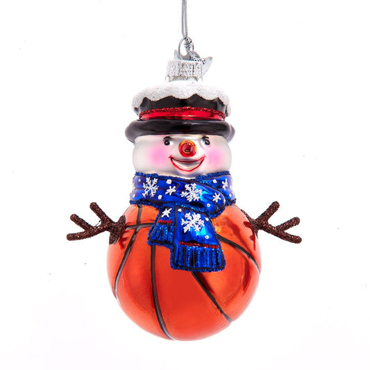 Kurt Adler Basketball Snowman - 3.5 Inch Glass Christmas Tree Ornament