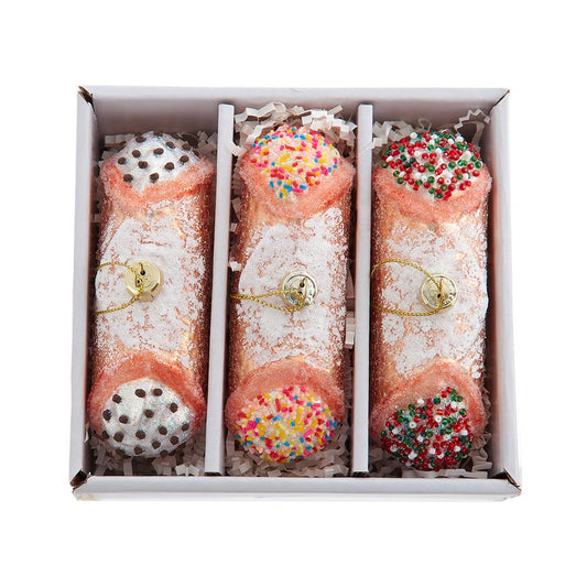 Kurt Adler 4.75-inch Noble Gems™ Glass Cannoli Ornaments