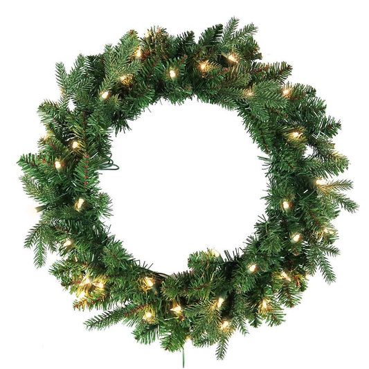 24" Pre-Lit Clear Jackson Pine Wreath | Kurt Adler